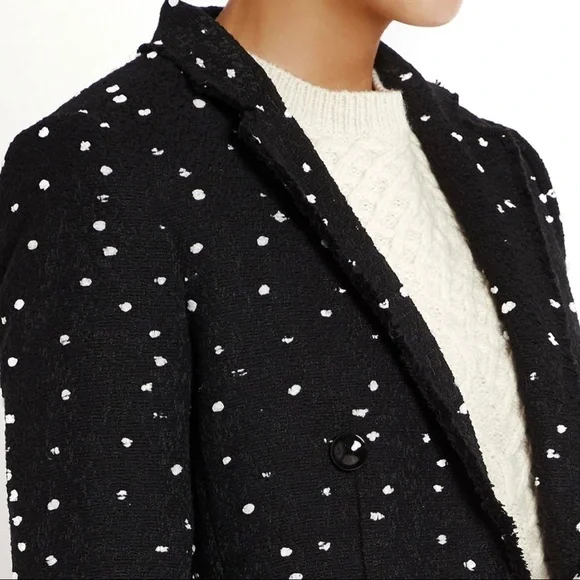 REBECCA TAYLOR BLACK BOUCLE DOT TWEED BLAZER - Picture 3 of 10